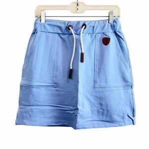 NWT Wanakome Jaya Lux Fleece Lined Skirt Blue Drawstring Cozy Sweatshirt Skirt S